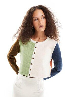 VRG GRL Harlyn Spiced Panel Shrunken Cardigan